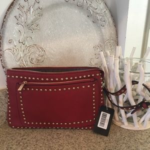 Red leather clutch D & L